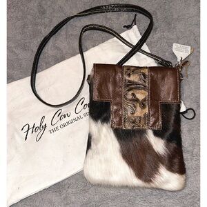 Holy Cow Couture brown hair on hide crossbody purse